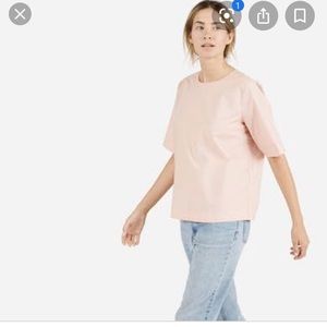 Everlane Pink Poplin Square Zip-back top